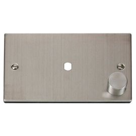 Click VPSS185 MiniGrid Stainless Steel 1 Gang 1000W Max 1 Aperture Deco Unfurnished Dimmer Plate and Knob image