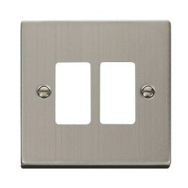 Click VPSS20402 GridPro Stainless Steel 2 Gang Deco Range Front Plate image
