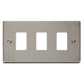 Click VPSS20403 GridPro Stainless Steel 3 Gang Deco Range Front Plate