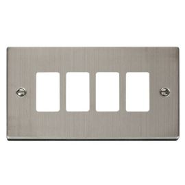 Click VPSS20404 GridPro Stainless Steel 4 Gang Deco Range Front Plate image