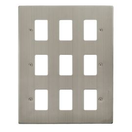 Click VPSS20509 GridPro Stainless Steel 9 Gang Deco Range Front Plate