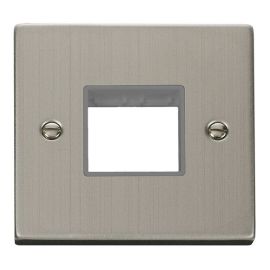 Click VPSS402GY MiniGrid Stainless Steel 1 Gang 2 Aperture Deco Unfurnished Front Plate - Grey Insert