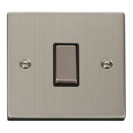 Click VPSS411BK Deco Stainless Steel Ingot 1 Gang 10AX 2 Way Plate Switch - Black Insert image