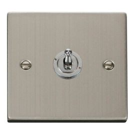 Click VPSS421 Deco Stainless Steel 1 Gang 10AX 2 Way Dolly Toggle Switch image