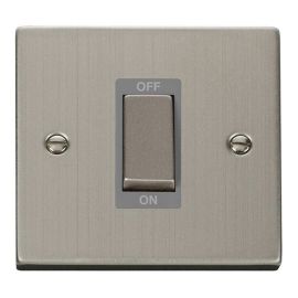 Click VPSS500GY Deco Stainless Steel Ingot 1 Gang 45A 2 Pole Switch - Grey Insert