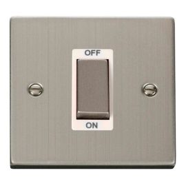 Click VPSS500WH Deco Stainless Steel Ingot 1 Gang 45A 2 Pole Switch - White Insert