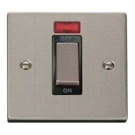 Click VPSS501BK Deco Stainless Steel Ingot 1 Gang 45A 2 Pole Neon Switch - Black Insert image