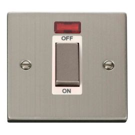 Click VPSS501WH Deco Stainless Steel Ingot 1 Gang 45A 2 Pole Neon Switch - White Insert image