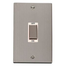 Click VPSS502WH Deco Stainless Steel Ingot 2 Gang 45A 2 Pole Switch - White Insert image