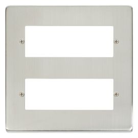 Click VPSS512 MiniGrid Stainless Steel 2 Tier 12 Aperture Deco Unfurnished Front Plate