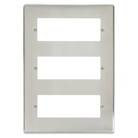 Click VPSS518 MiniGrid Stainless Steel 3 Tier 18 Aperture Deco Unfurnished Front Plate