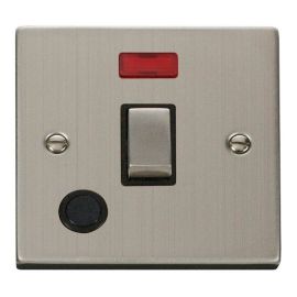 Click VPSS523BK Deco Stainless Steel Ingot 20A 2 Pole Flex Outlet Neon Switch - Black Insert image