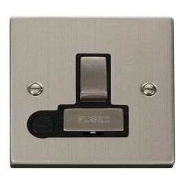 Click VPSS551BK Deco Stainless Steel Ingot 13A Flex Outlet Switched Fused Spur Unit - Black Insert image
