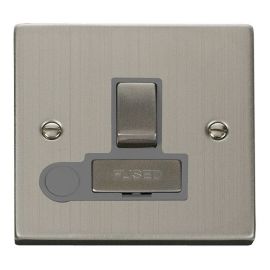 Click VPSS551GY Deco Stainless Steel Ingot 13A Flex Outlet Switched Fused Spur Unit - Grey Insert