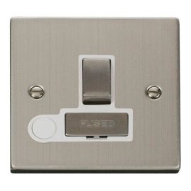 Click VPSS551WH Deco Stainless Steel Ingot 13A Flex Outlet Switched Fused Spur Unit - White Insert