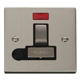 Click VPSS552BK Deco Stainless Steel Ingot 13A Flex Outlet Neon Switched Fused Spur Unit - Black Insert image