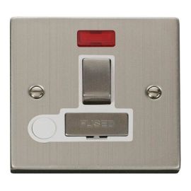 Click VPSS552WH Deco Stainless Steel Ingot 13A Flex Outlet Neon Switched Fused Spur Unit - White Insert image
