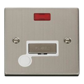 Click VPSS553WH Deco Stainless Steel Ingot 13A Flex Outlet Neon Fused Spur Unit - White Insert image