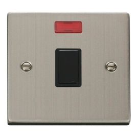 Click VPSS623BK Deco Stainless Steel 20A 2 Pole Neon Switch - Black Insert