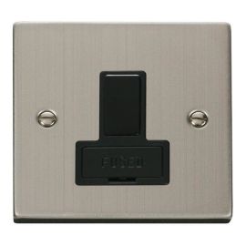 Click VPSS651BK Deco Stainless Steel 13A Switched Fused Spur Unit - Black Insert