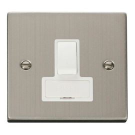 Click VPSS651WH Deco Stainless Steel 13A Switched Fused Spur Unit - White Insert