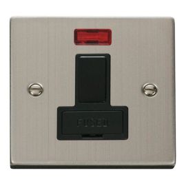 Click VPSS652BK Deco Stainless Steel 13A Neon Switched Fused Spur Unit - Black Insert