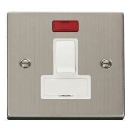 Click VPSS652WH Deco Stainless Steel 13A Neon Switched Fused Spur Unit - White Insert image