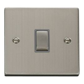 Click VPSS722GY Deco Stainless Steel Ingot 20A 2 Pole Switch - Grey Insert