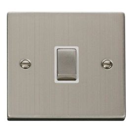 Click VPSS722WH Deco Stainless Steel Ingot 20A 2 Pole Switch - White Insert