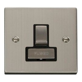 Click VPSS751BK Deco Stainless Steel Ingot 13A Switched Fused Spur Unit - Black Insert image