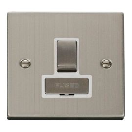 Click VPSS751WH Deco Stainless Steel Ingot 13A Switched Fused Spur Unit - White Insert
