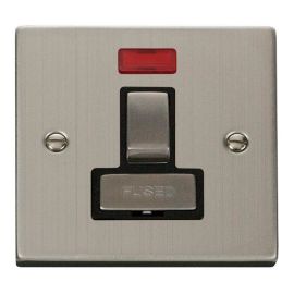 Click VPSS752BK Deco Stainless Steel Ingot 13A Neon Switched Fused Spur Unit - Black Insert image
