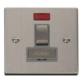 Click VPSS752GY Deco Stainless Steel Ingot 13A Neon Switched Fused Spur Unit - Grey Insert