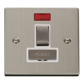 Click VPSS752WH Deco Stainless Steel Ingot 13A Neon Switched Fused Spur Unit - White Insert image