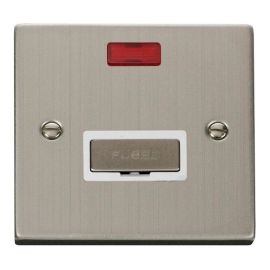 Click VPSS753WH Deco Stainless Steel Ingot 13A Neon Fused Spur Unit - White Insert image