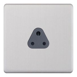 Selectric 5MPLUS-125 5M-PLUS Screwless Satin Chrome 1 Gang 2A Unswitched Shuttered Round Pin Socket - Grey Insert image