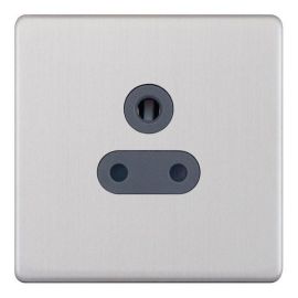 Selectric 5MPLUS-126 5M-PLUS Screwless Satin Chrome 1 Gang 5A Unswitched Shuttered Round Pin Socket - Grey Insert image