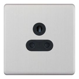 Selectric 5MPLUS-226 5M-PLUS Screwless Satin Chrome 1 Gang 5A Unswitched Shuttered Round Pin Socket - Black Insert image