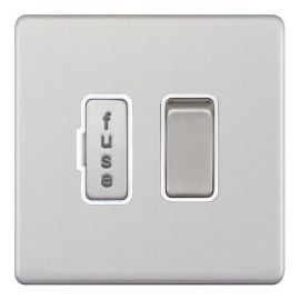 Selectric 5MPLUS-728 5M-PLUS Screwless Satin Chrome 13A 2 Pole Switched Fused Spur Unit - White Insert