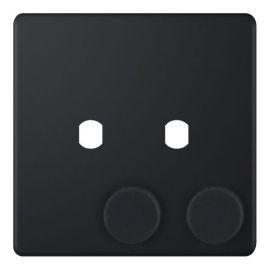 Selectric 5MPLUS-871 5M-PLUS Screwless Matt Black 2 Gang Empty Dimmer Plate with Knobs image