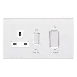Selectric 5MPLUS-949 5M-PLUS Screwless Matt White 45A Cooker Unit 13A Switched Socket
