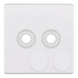 Selectric 5MPLUS-971 5M-PLUS Screwless Matt White 2 Gang Empty Dimmer Plate with Knobs