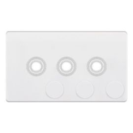 Selectric 5MPLUS-972 5M-PLUS Screwless Matt White 3 Gang Empty Dimmer Plate with Knobs