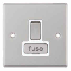 Selectric 7MPRO-128 7MPRO Satin Chrome 13A 2 Pole Switched Fused Spur Unit - White Insert image