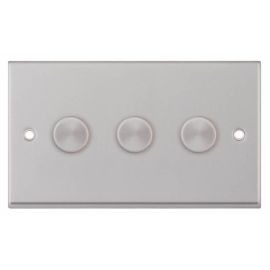 Selectric 7MPRO-166 7M-PRO Satin Chrome 3 Gang 5-100W 2 Way LED Dimmer Switch image