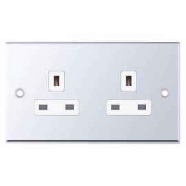 Selectric 7MPRO-320 7MPRO Polished Chrome 2 Gang 13A Unswitched Socket - White Insert image