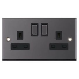 Selectric 7MPRO-422 7MPRO Black Nickel 2 Gang 13A Switched Socket