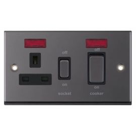 Selectric 7MPRO-431 7MPRO Black Nickel 45A Cooker Unit 13A Neon Switched Socket