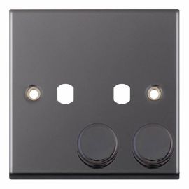 Selectric 7MPRO-471 7MPRO Black Nickel 2 Aperture Empty Dimmer Plate with Knobs