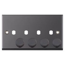 Selectric 7MPRO-473 7MPRO Black Nickel 4 Aperture Empty Dimmer Plate with Knobs image